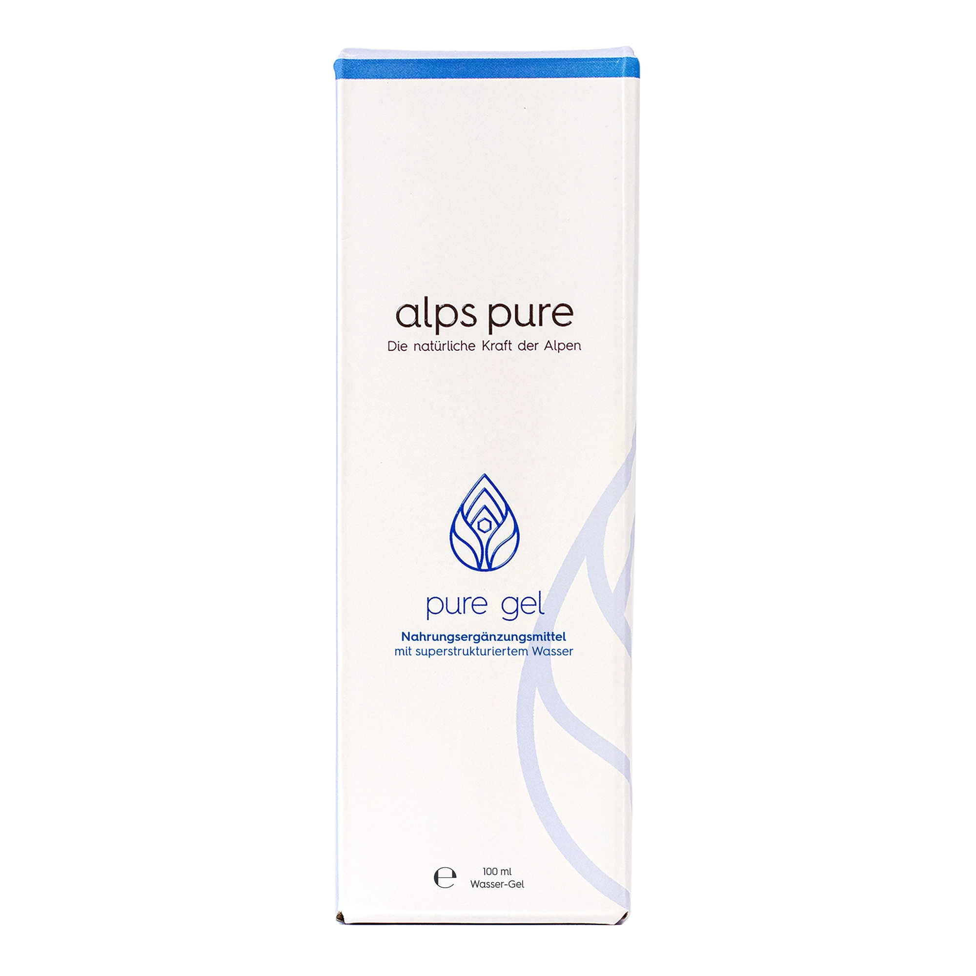 Umkarton von pure gel mit Produktangaben, 100 ml Wasser-Gel